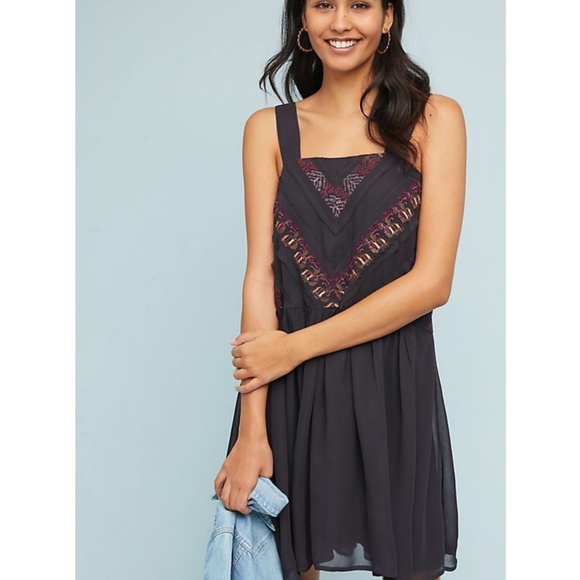 Anthropologie Dresses & Skirts - Maeve Anthropologie Haifa Embroidered Gray dress L